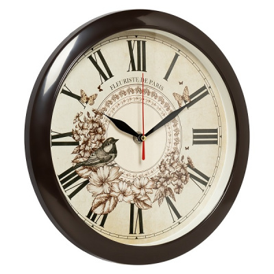 6026-038 Часы настенные круг d=29см коричневый "Птица" Рубин
