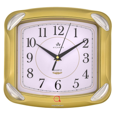 6035-TLD gold 240x45x240мм Часы настенные Atlantis 