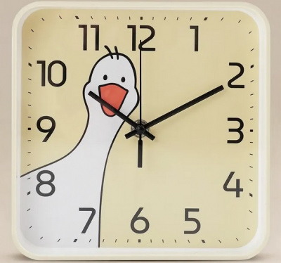 1918-014 Часы настенные квадрат 19х19см желтый "Гусь" Рубин