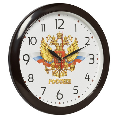 6026-034 Часы настенные круг d=29см темно-коричневый " Россия" Рубин