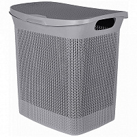 Корзина для белья Keeplex Ajur с откидной крышкой 35л 43х34х45см космический серый KL410011026 (3)