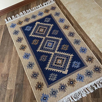 Коврик KILIM 1шт (60*120) хлопковый с бахромой UK02 6120202 синий