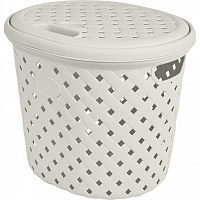 Корзина для белья Plast Team Rattan 14л 32,5х28х28см молочный туман PT408811048 (5)