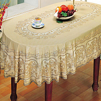 Скатерть ПВХ EMBOSSED 150x230см овал белая арт.С607 (12/24)
